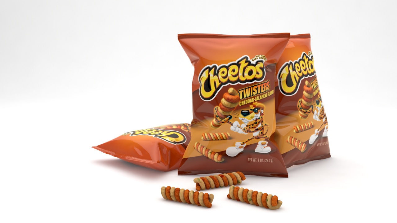 Cheetos Twisters bags with the snack in front