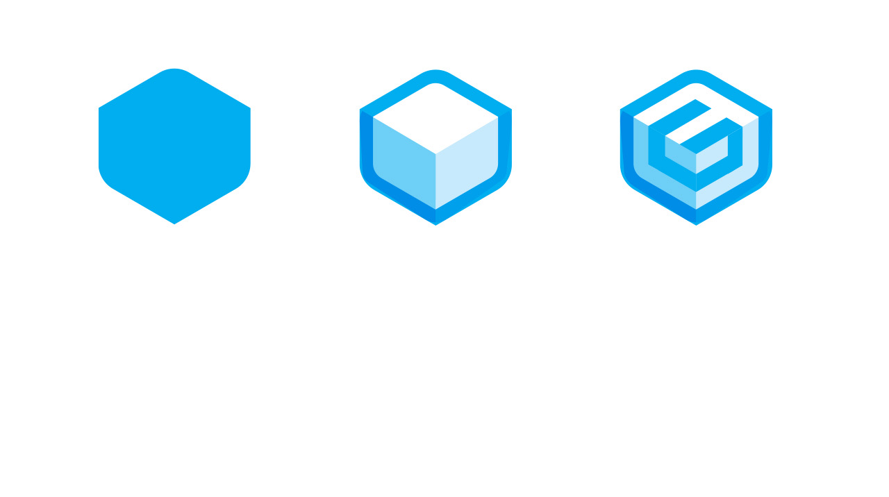The Galex mark from hexagon to cube to G